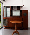 Art Deco Teak Display Cabinet with Curved Glass
