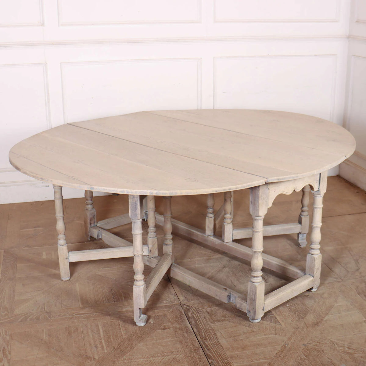 Bleached Oak Gateleg Dining Table, Oval Drop Leaf