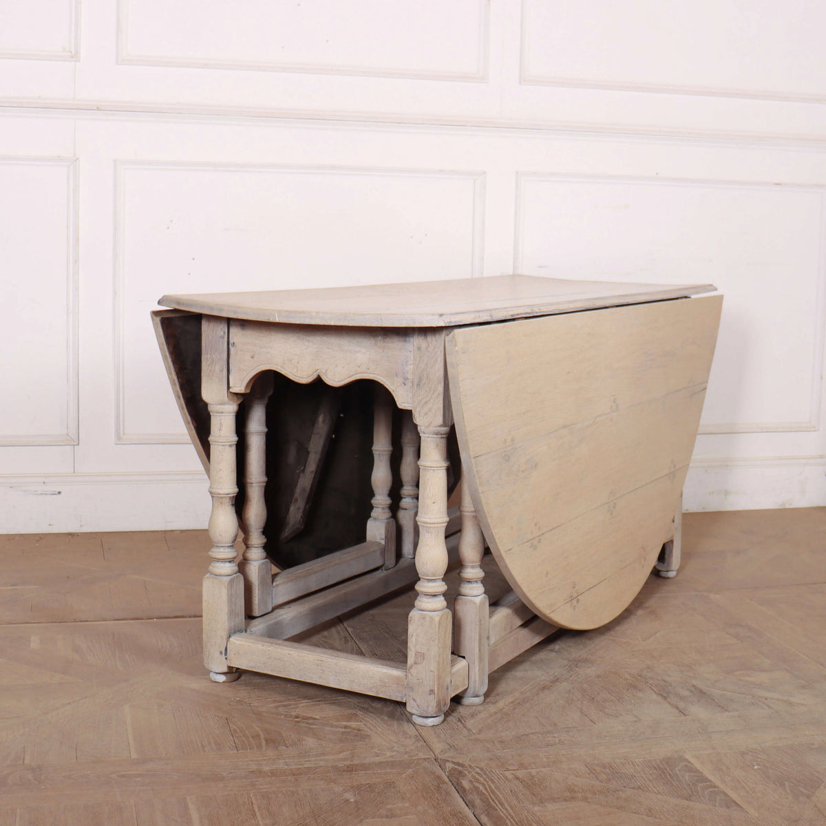 Bleached Oak Gateleg Dining Table, Oval Drop Leaf