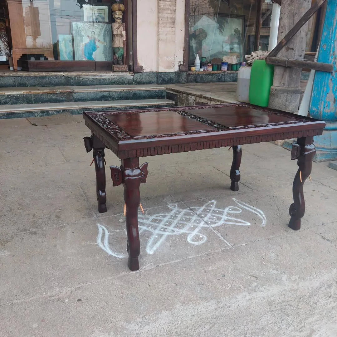 Carved Elephant Leg Coffee Table