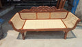 Hand Caned Teak Diwan Daybed with Carved Crest