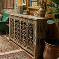 Iron Grille Door Sideboard in Weathered Timber