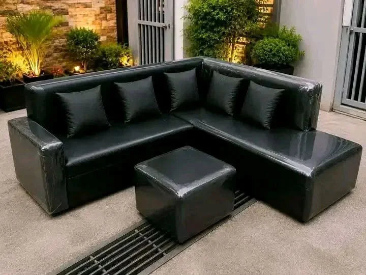 L Shaped Corner Sofa Set with Stool