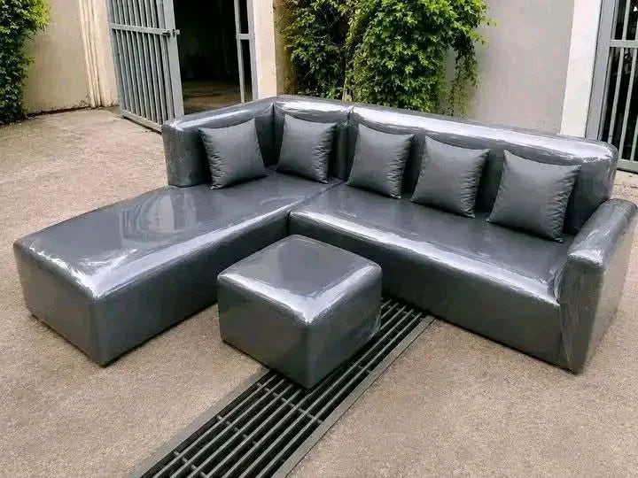 L Shaped Corner Sofa Set with Stool
