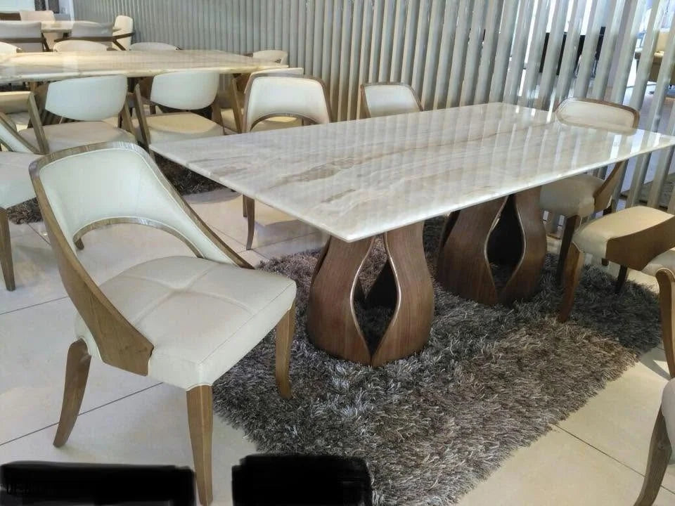 Marble Top Dining Set with Six Chairs
