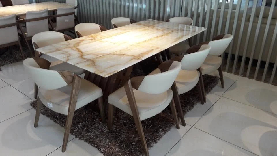 Marble Top Dining Set with Six Chairs