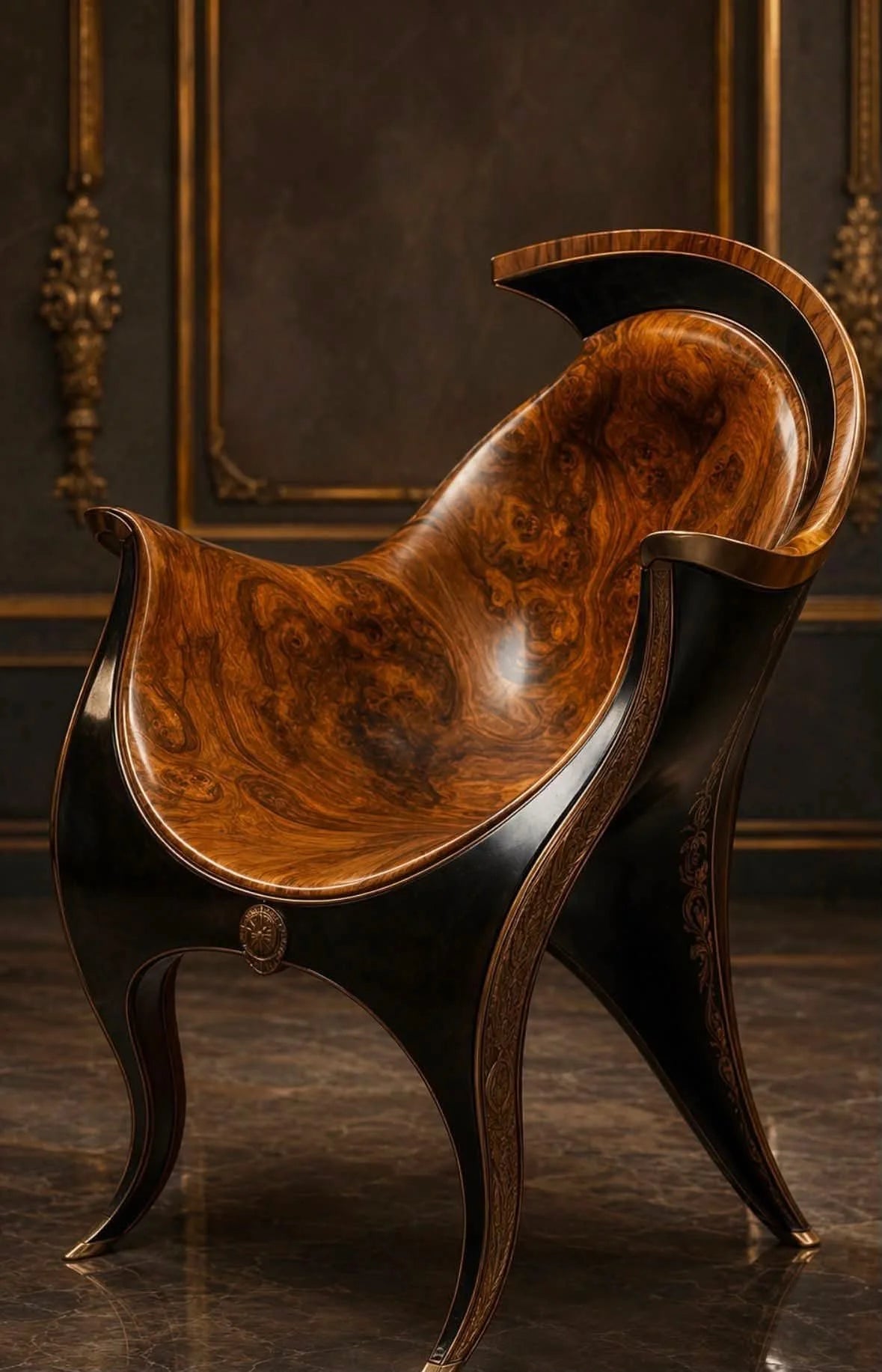 Sculptural Burl Walnut Armchair