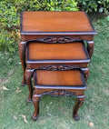 Set Of 3 Carved Nesting Tables