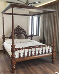 Sheesham Carved Four Poster Bed
