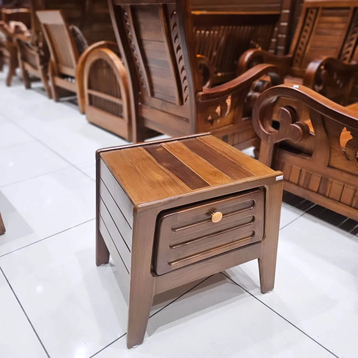 Teak Bedside Table with Drawer