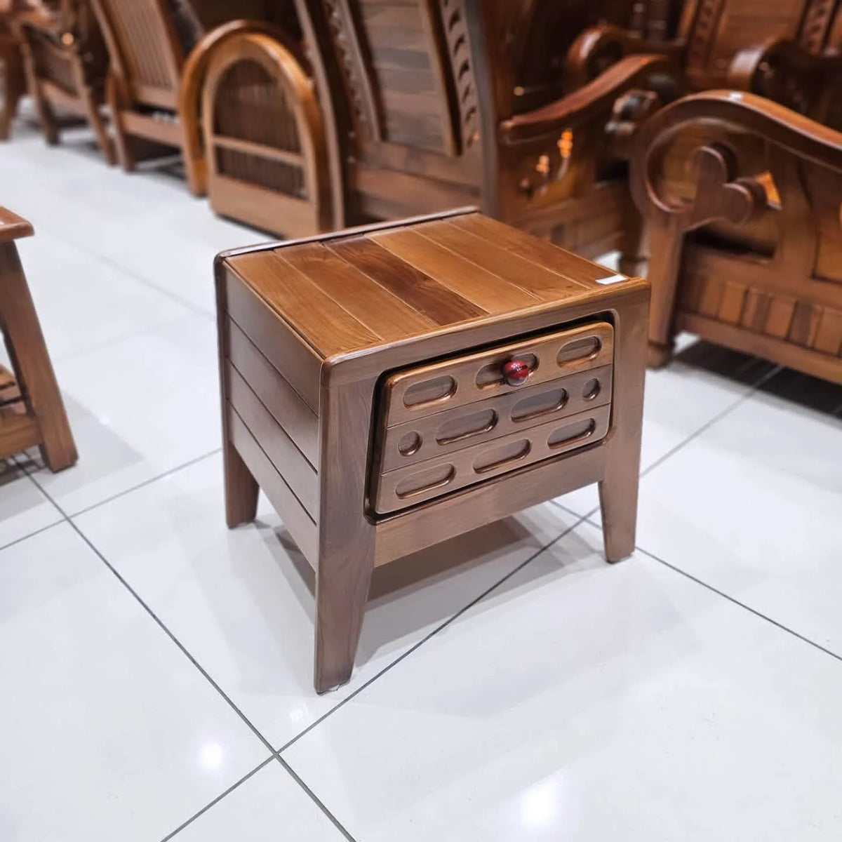 Teak Bedside Table with Drawer