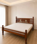 Teak Bed with Pierced Carved Headboard