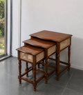 Teak Nesting Tables with Cane Panels