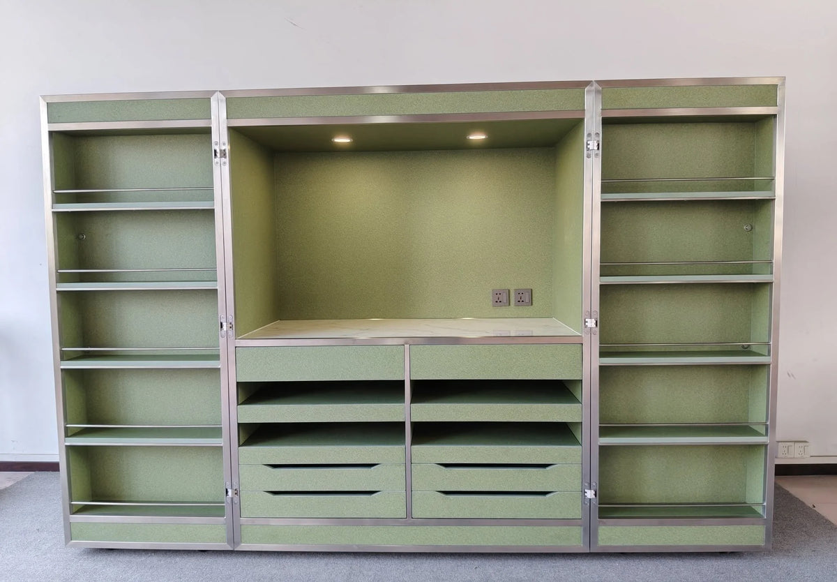 Wall Wardrobe System with Dressing Counter and Drawer Banks