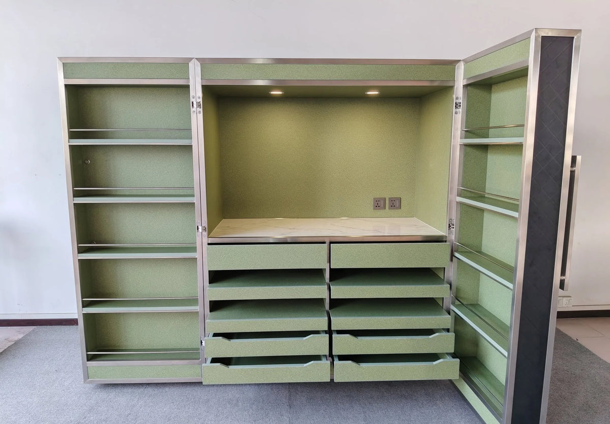 Wall Wardrobe System with Dressing Counter and Drawer Banks