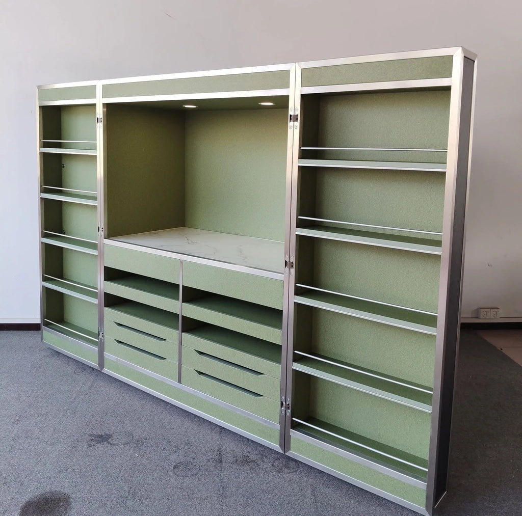 Wall Wardrobe System with Dressing Counter and Drawer Banks