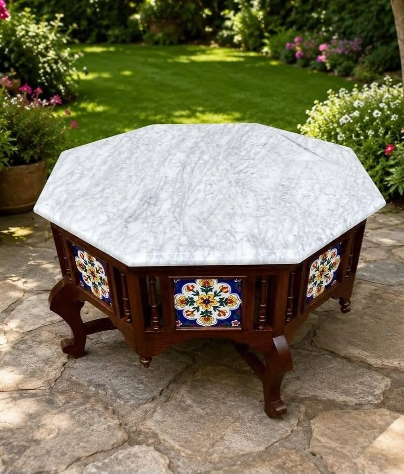 Hand-Carved Octagonal Table